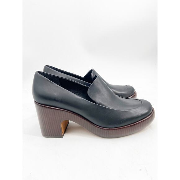 Vince Narissa Black Leather Platform Block Heel Chunky Clogs Size 9.5M - Picture 2 of 8